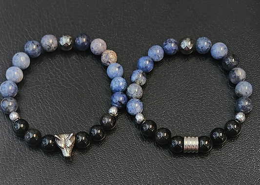 Onyx and Dumortierite Bracelet