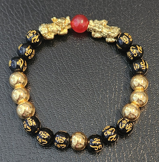 Gold plated Hematite Lucky Dragon bracelet