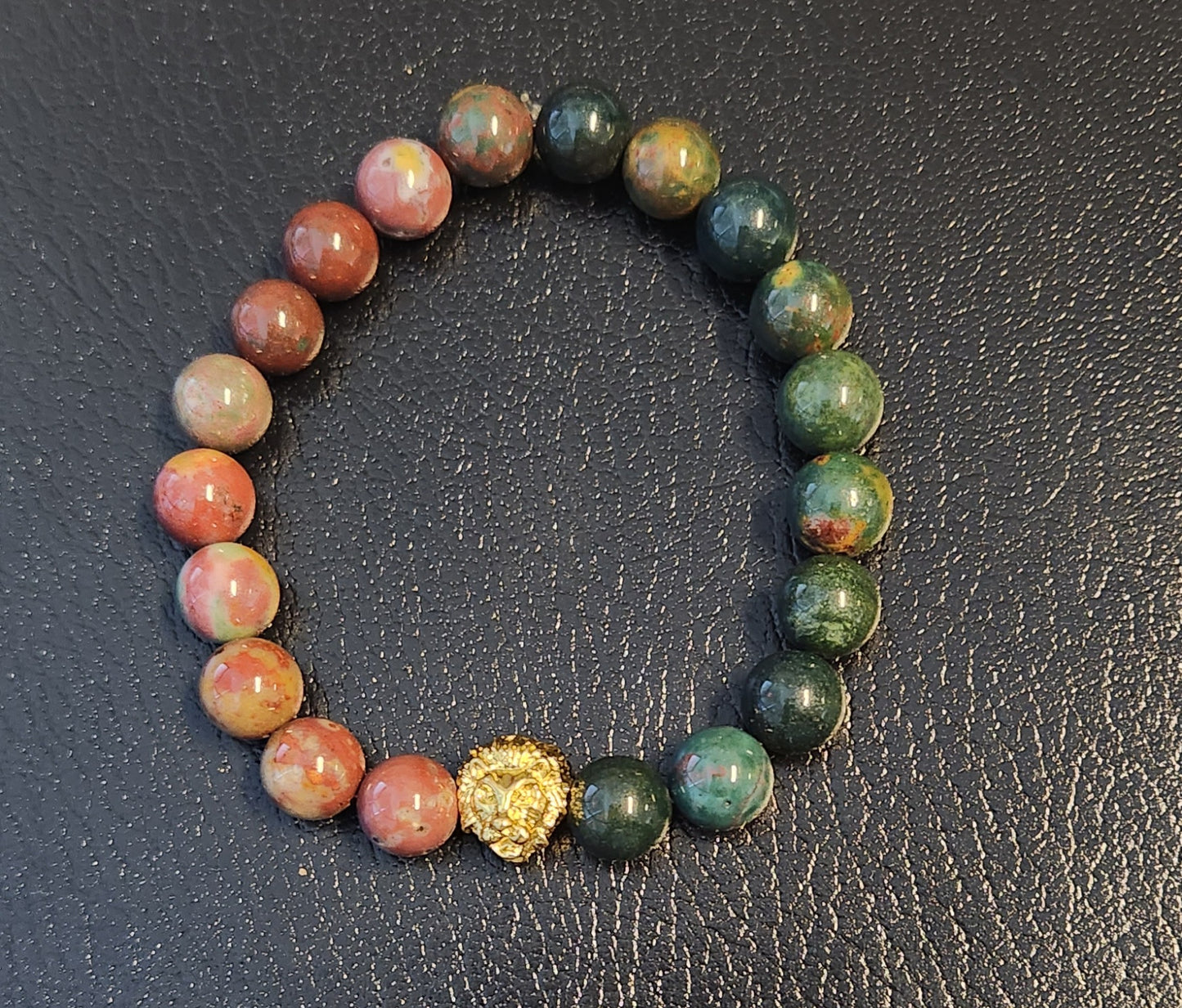 Bloodstone Lion's Head Bracelet