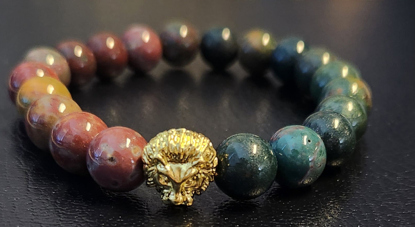 Bloodstone Lion's Head Bracelet