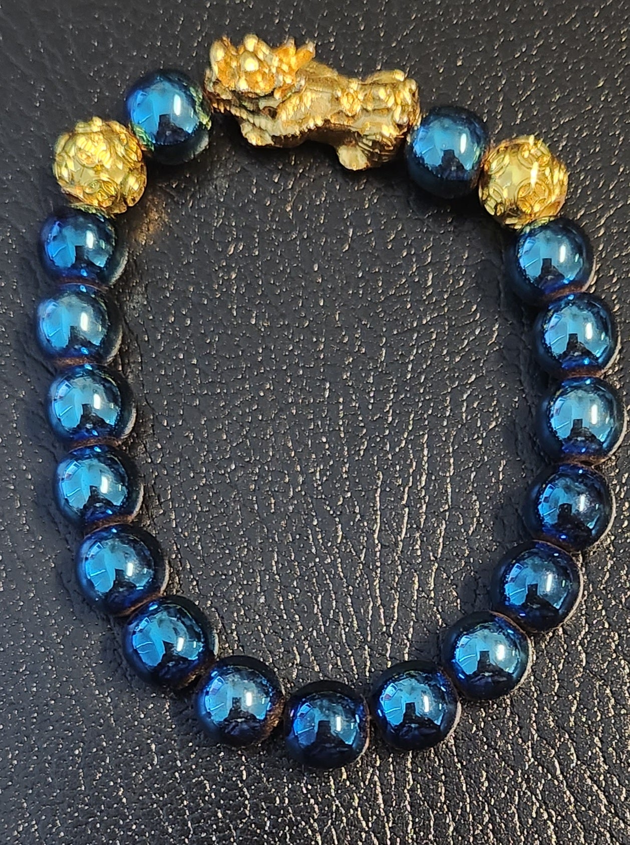 Blue Coated Hematite Dragon bracelet