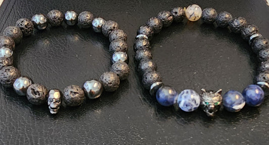 Lava Stone bracelet w/ charm