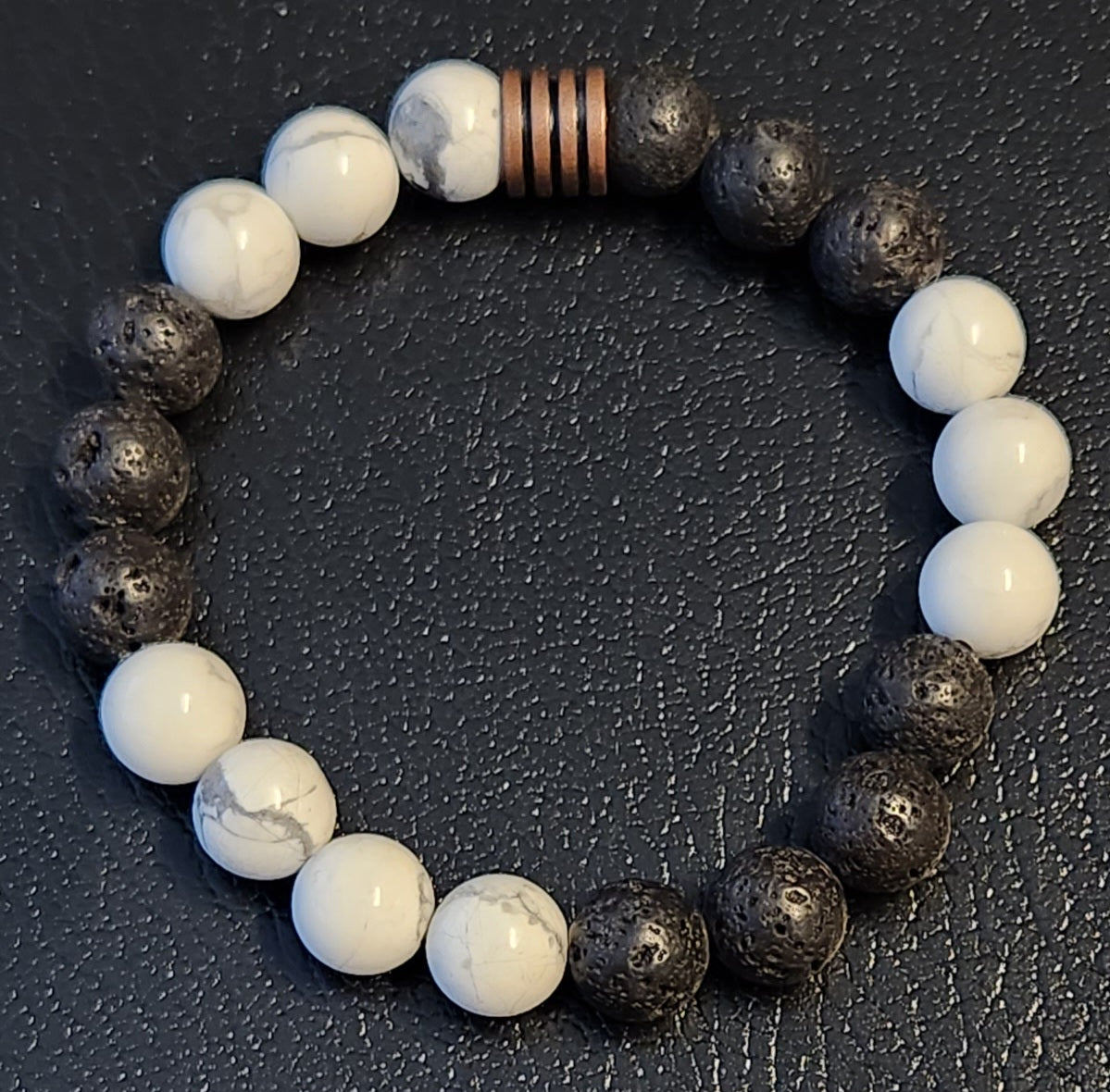 White Howlite and Lava Stone bracelet