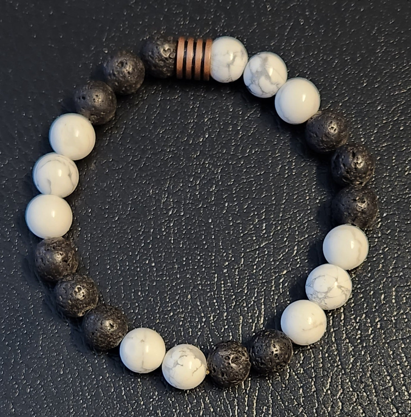 White Howlite and Lava Stone bracelet