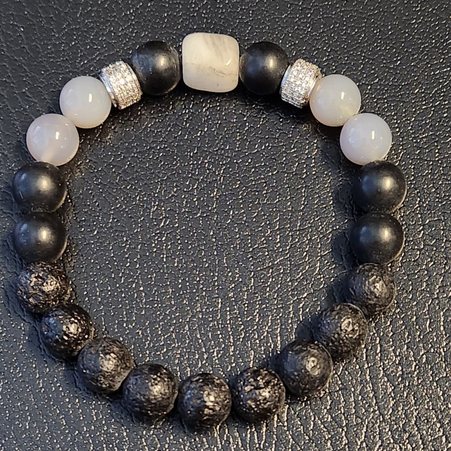 Lava stone and gray agate