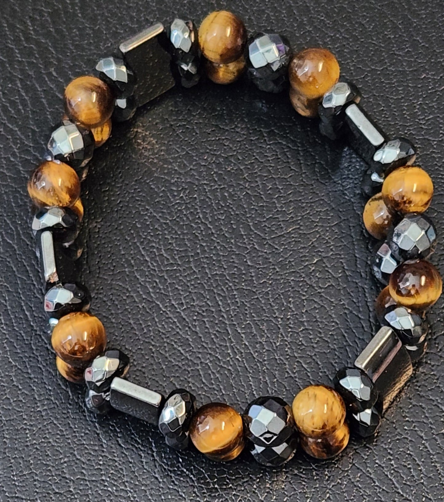 Tiger's eye & Hematite double stack