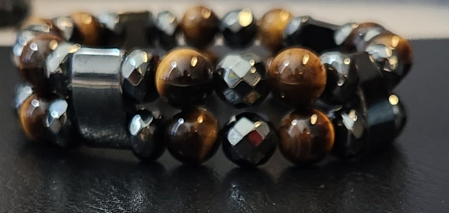 Tiger's eye & Hematite double stack