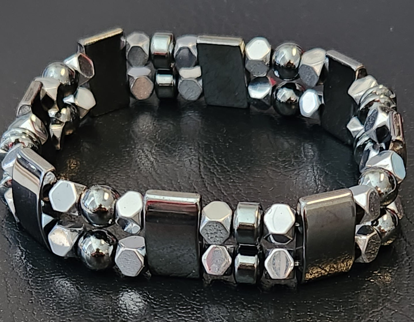 Silver Hematite Double stack