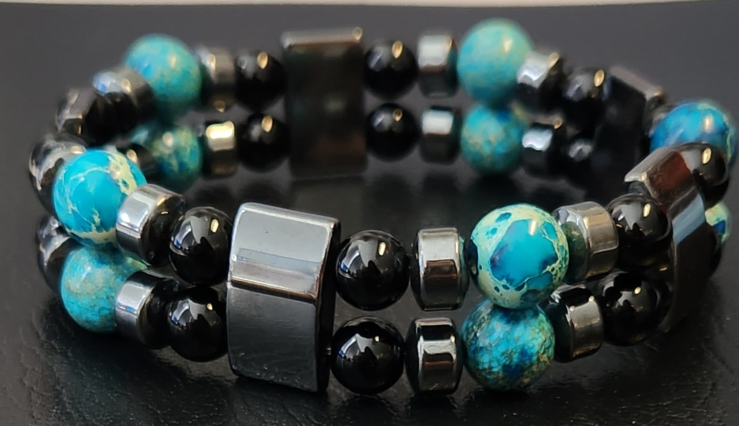 Imperial Jasper & Hematite Double stack