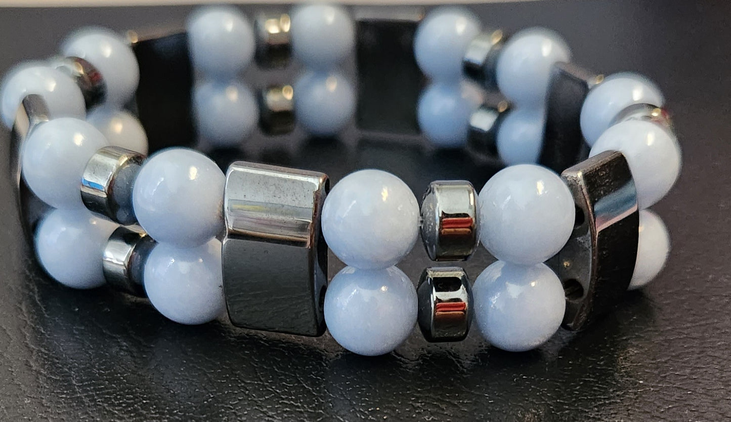 Angelite & Hematite double stack