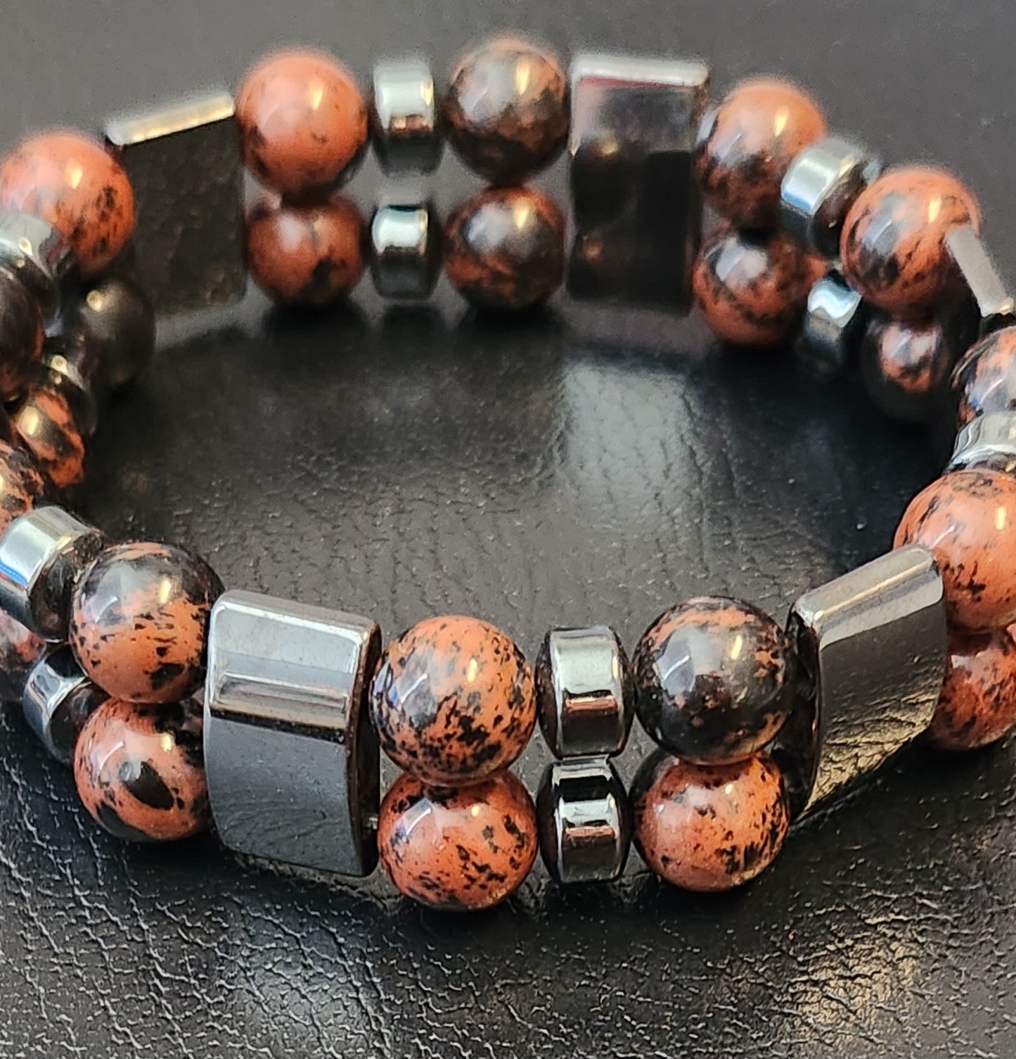 Mahogony Obsidian & Hematite double stack