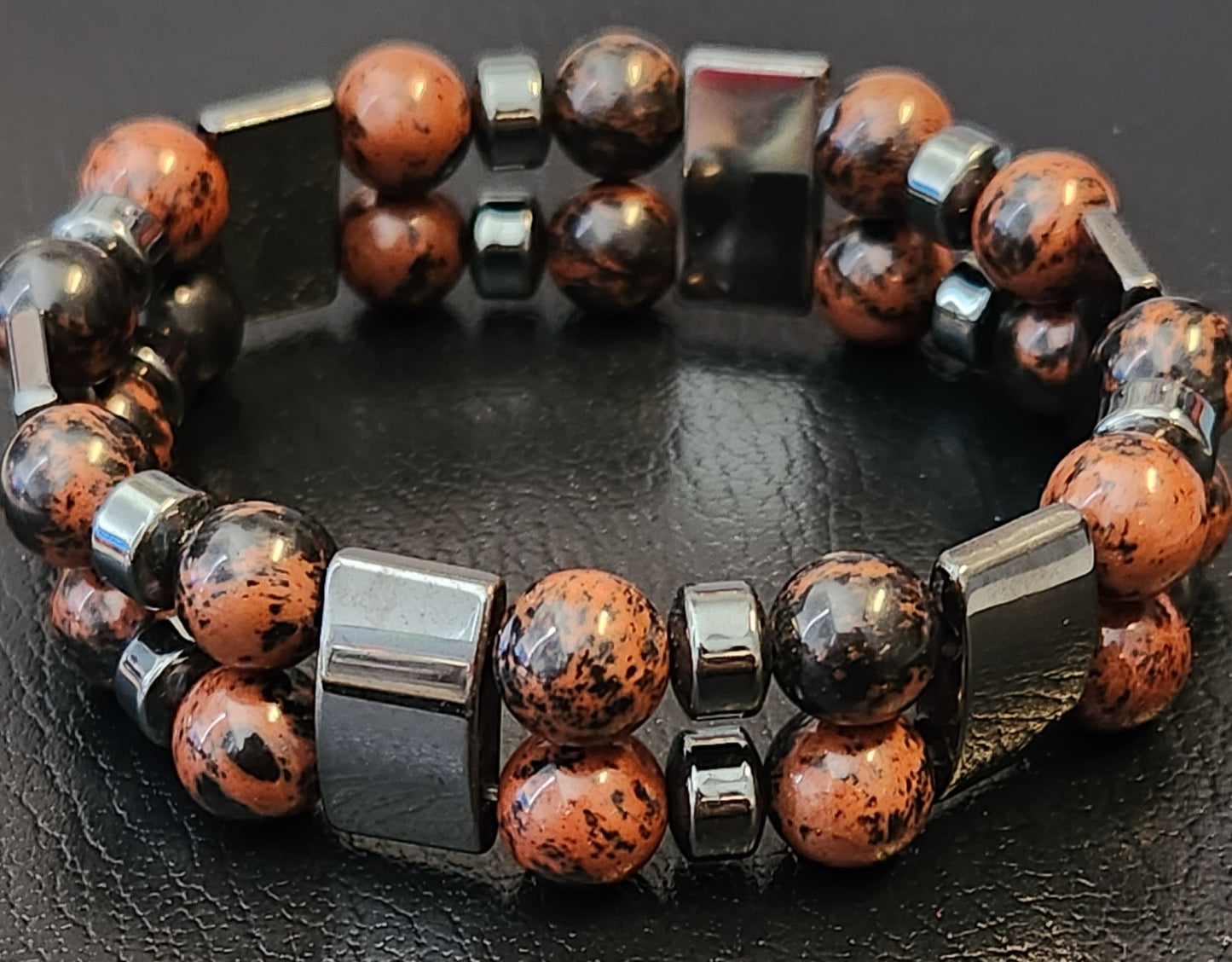 Mahogony Obsidian & Hematite double stack