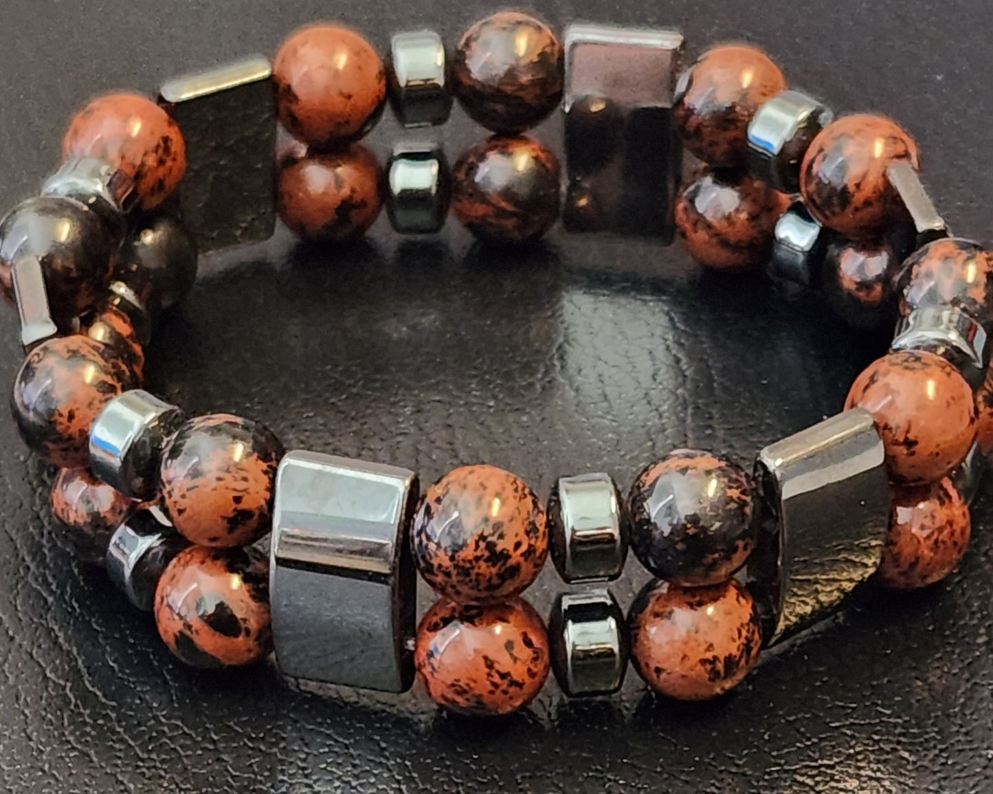 Mahogony Obsidian & Hematite double stack