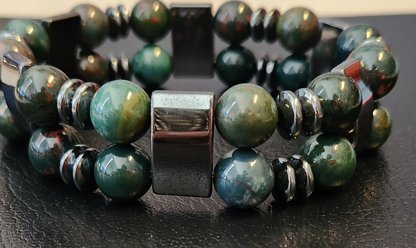 Bloodstone & Hematite double stack