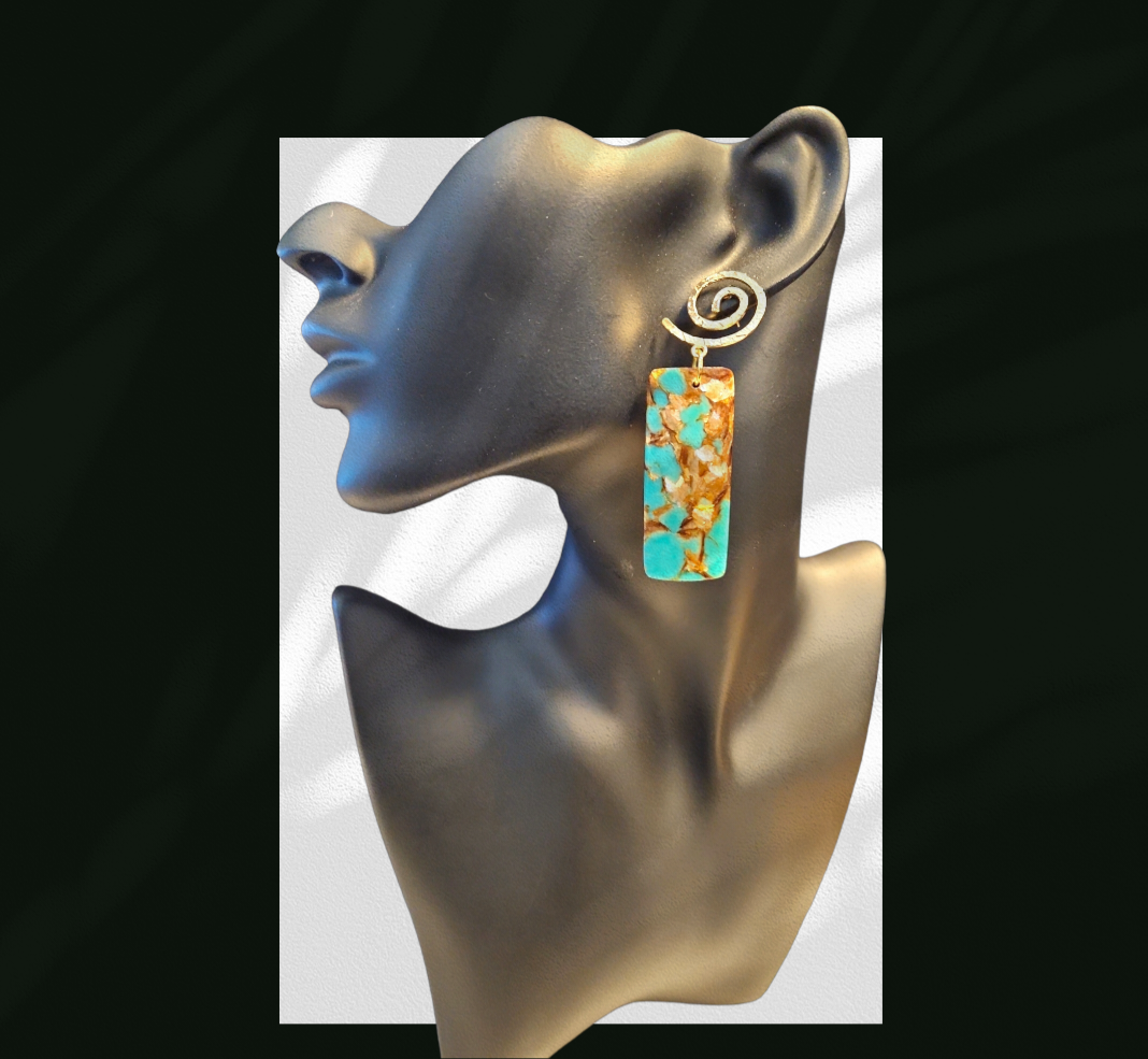 Bronzite in Turquoise swirl earrings