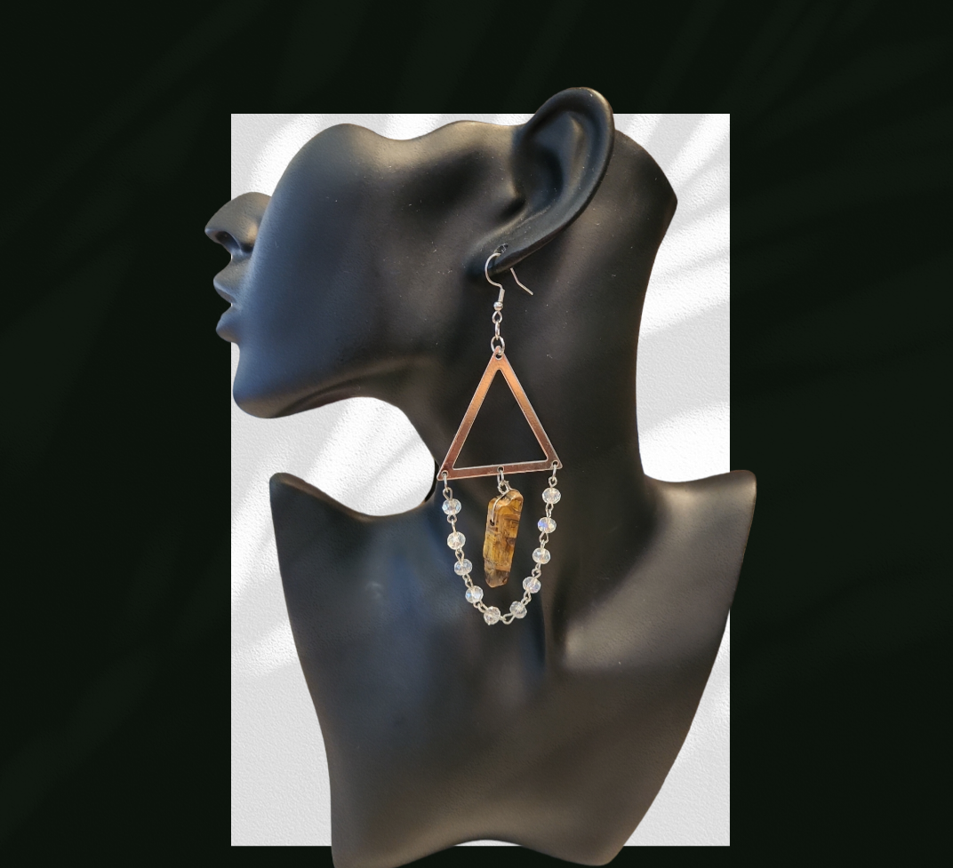 Tiger's eye triangle drops