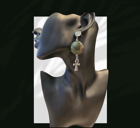 Green Jasper Ankh earrings