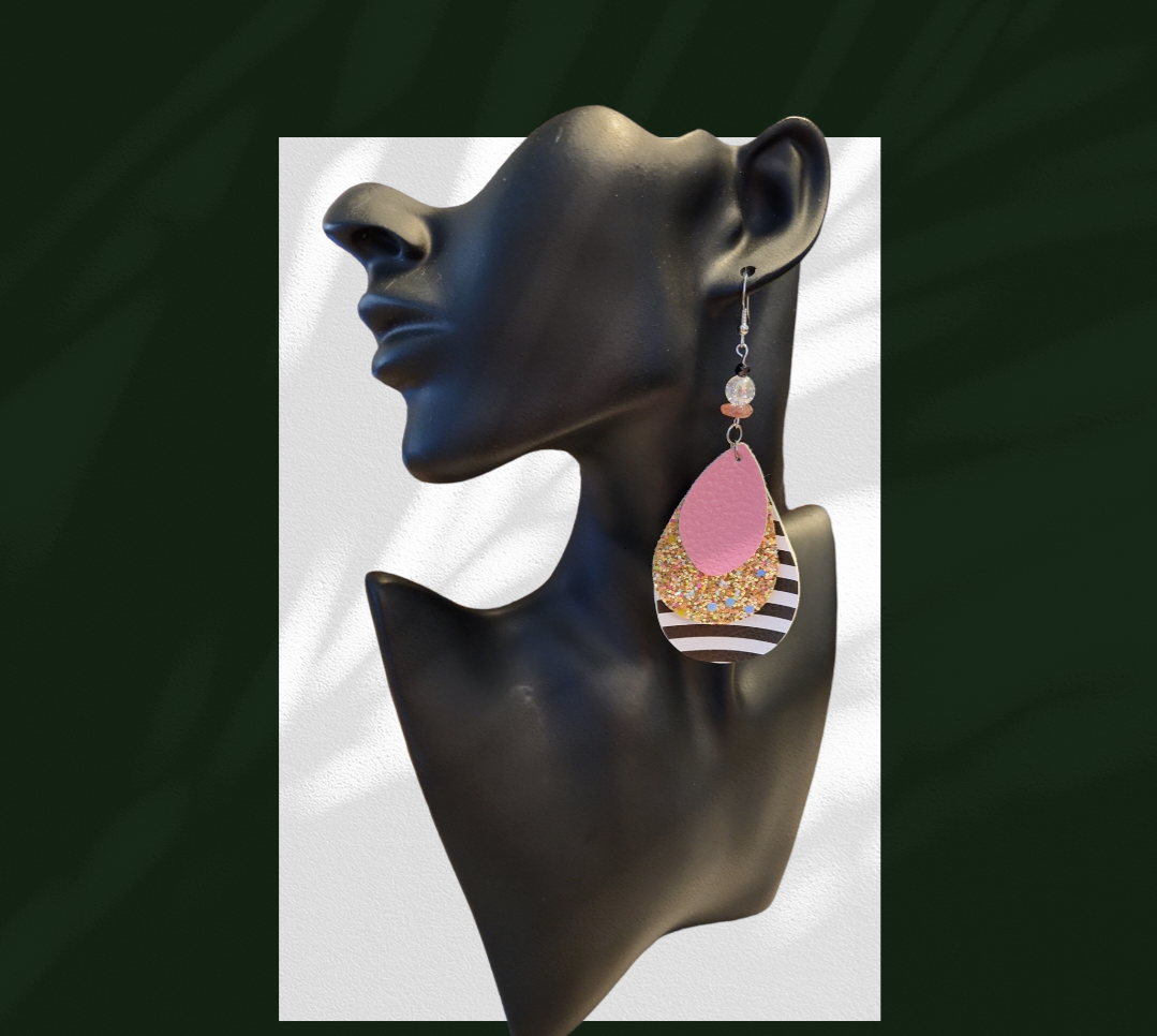 Multi-color leather like earrings