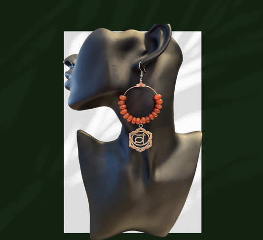 Carnelian Sacral Chakra symbol earrings