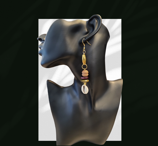 Gold Cowrie shell earrings