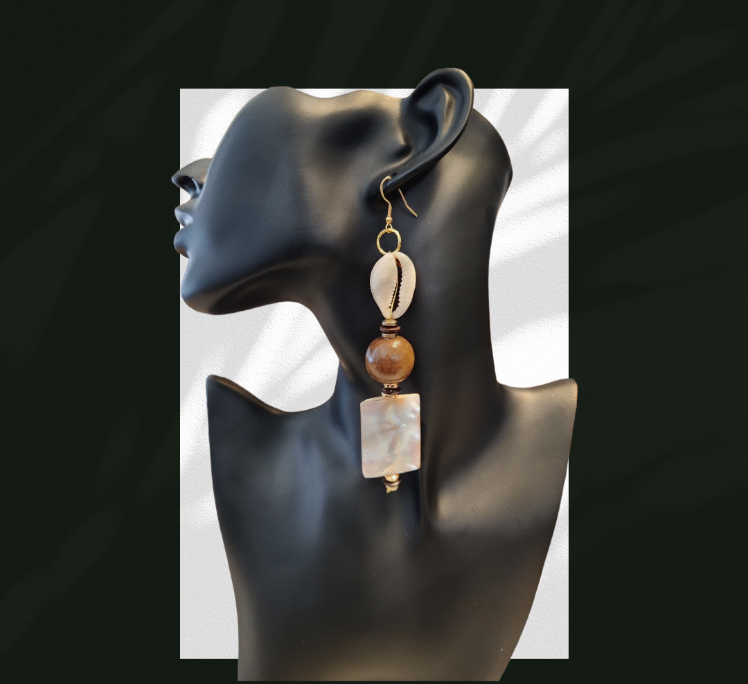 Mother of pearl cowrie shell earrings