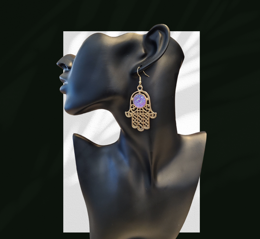 Violet Hamsa earrings