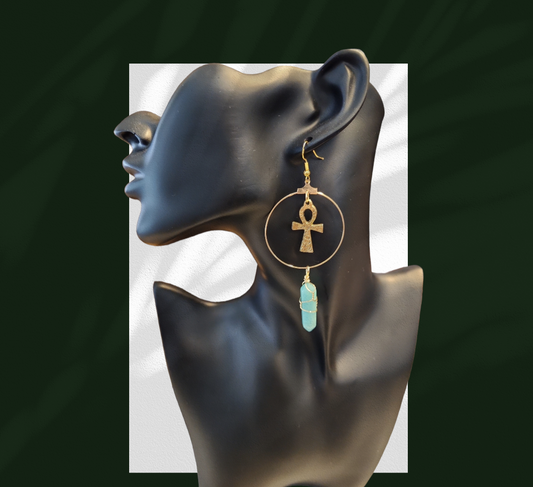 Amazonite Ankh hoops