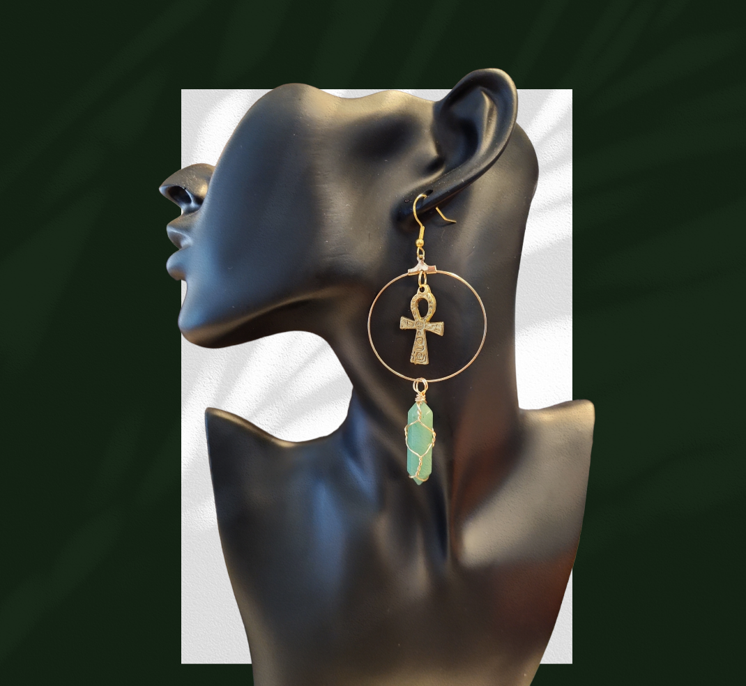 Green aventurine Ankh earrings