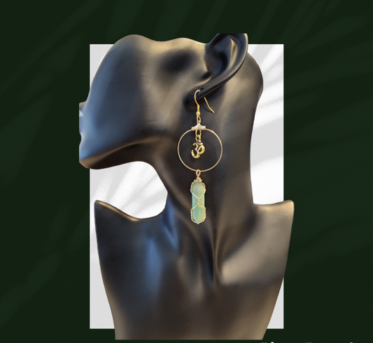 Green Aventurine Om earrings