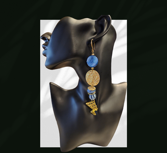 Nefertiti Blue Mother of pearl earrings