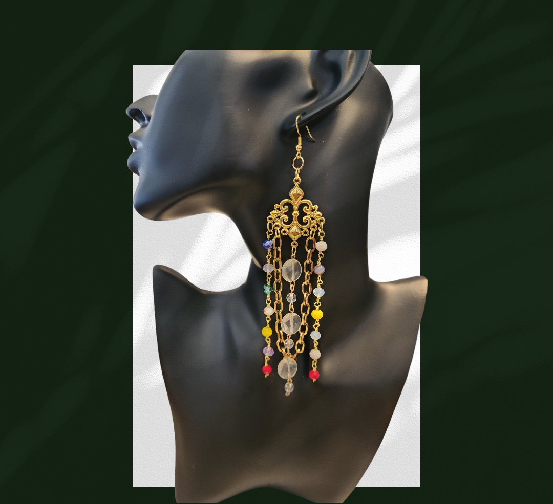 Lemon quartz chandelier earrings.