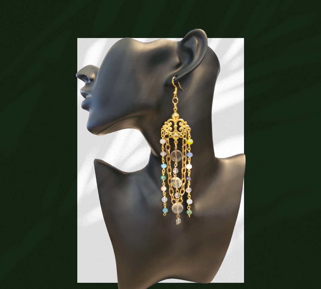 Lemon quartz chandelier earrings.