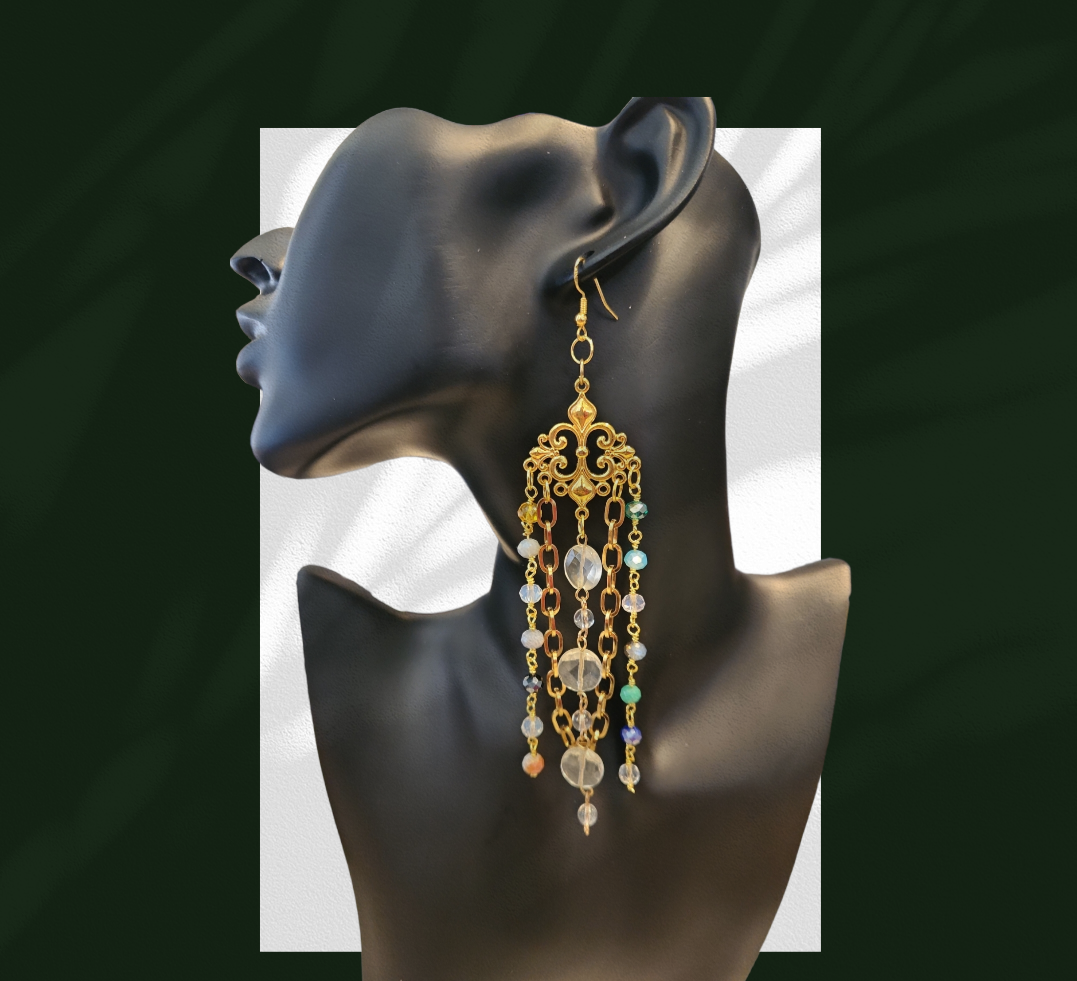 Lemon quartz chandelier earrings.