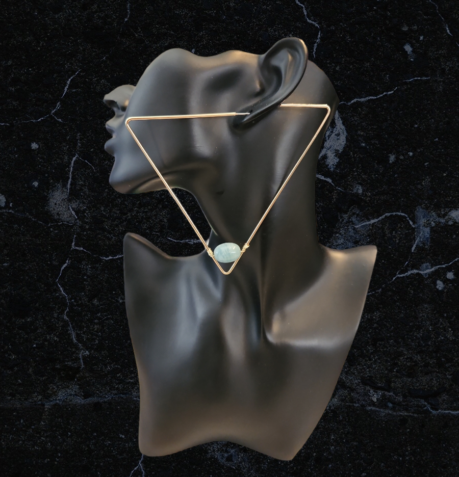 Aquamarine Triangle Hoops