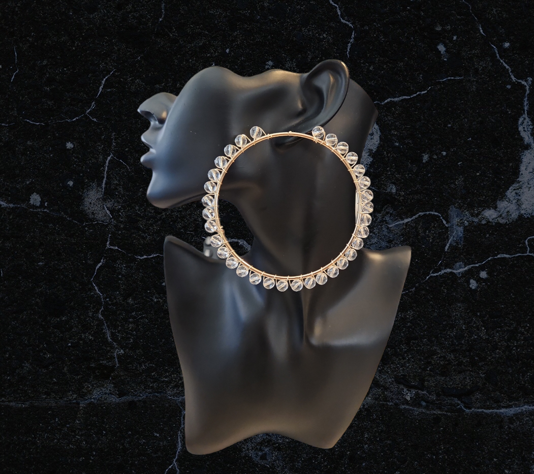 Clear Quartz large Hoop stud earring