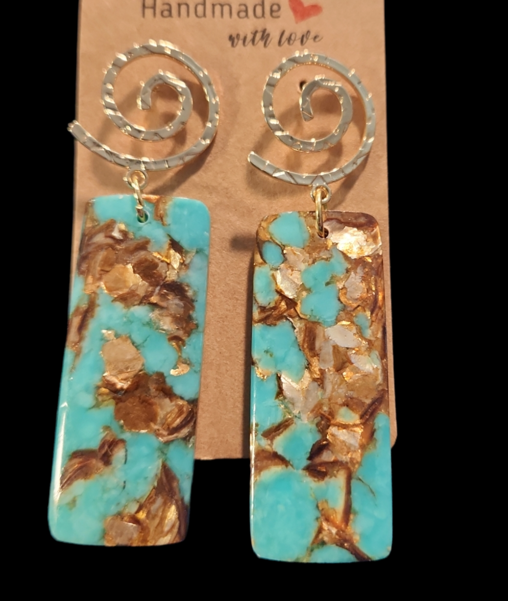 Bronzite in Turquoise swirl earrings