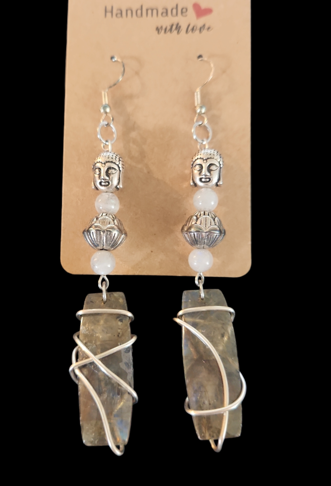 Labradorite Buddha earrings