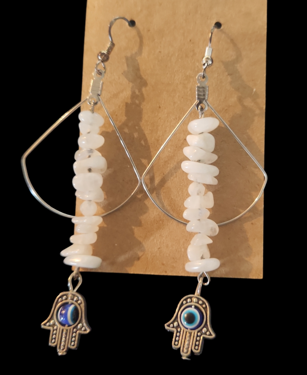 Moonstone Hamsa earrings