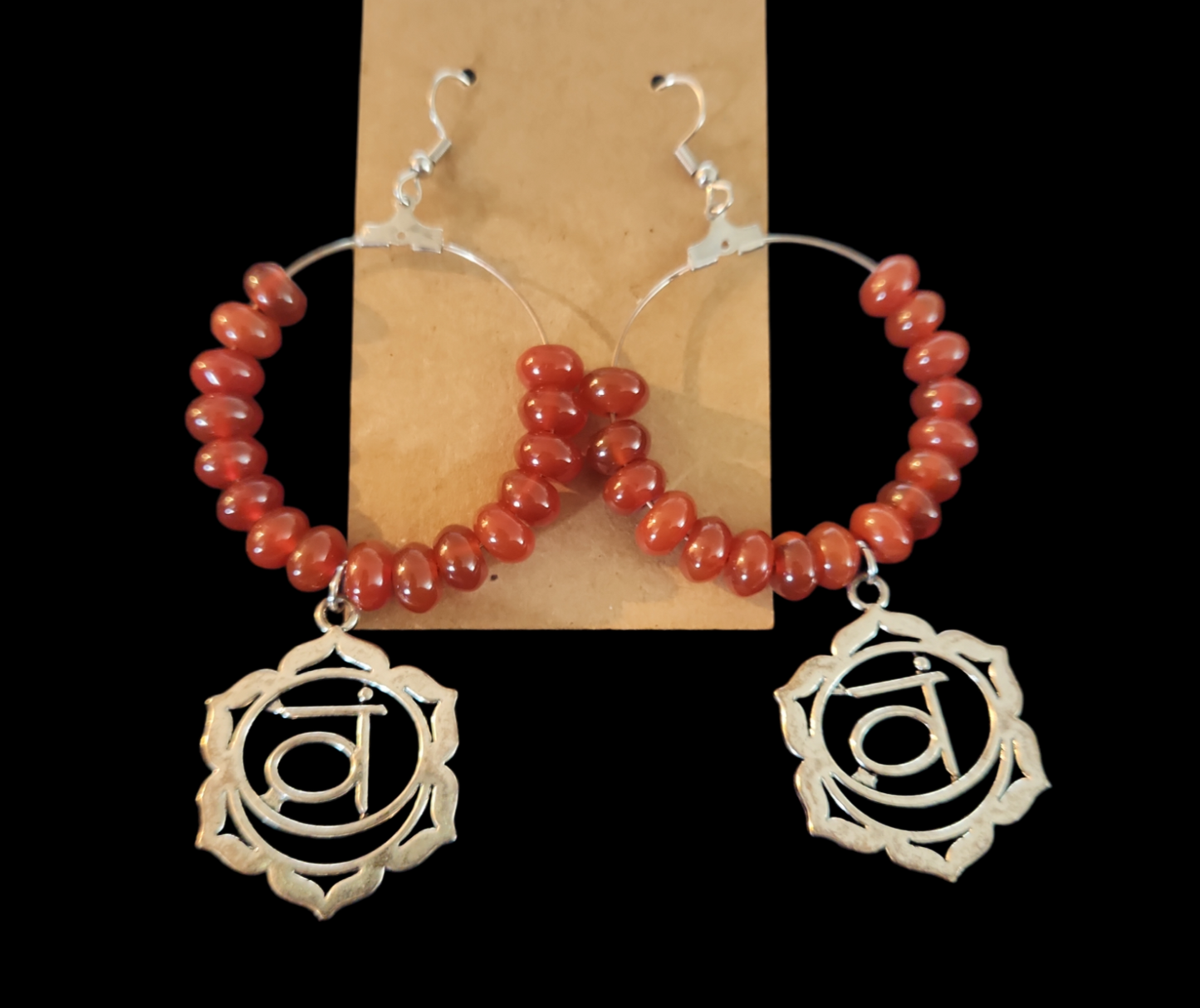 Carnelian Sacral Chakra symbol earrings