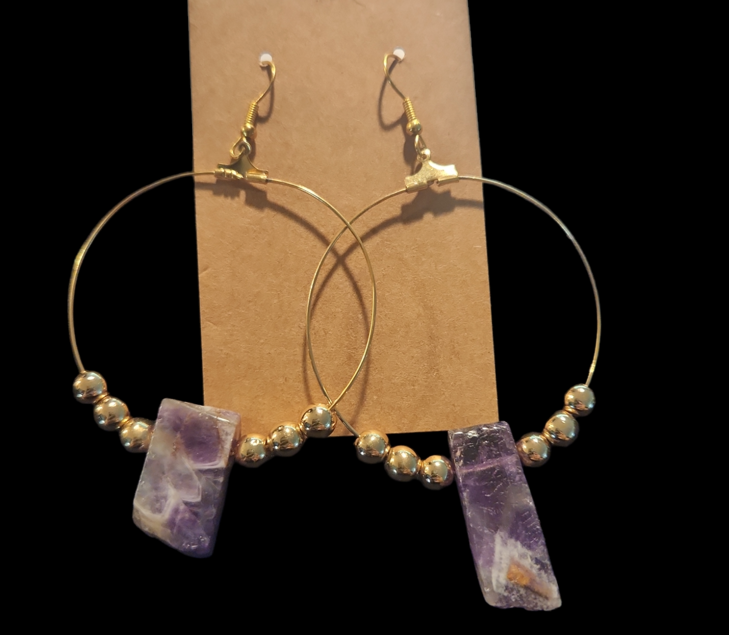 Gold Amethyst hoops