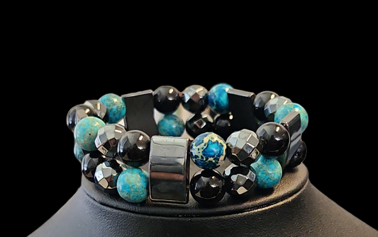 Double Duty Imperial Jasper, Onyx and Hematite