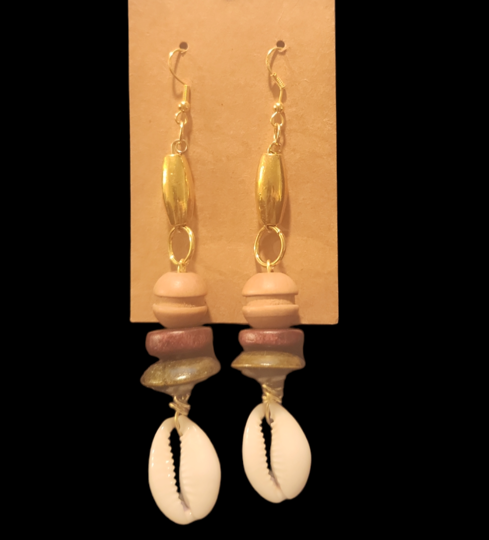 Gold Cowrie shell earrings