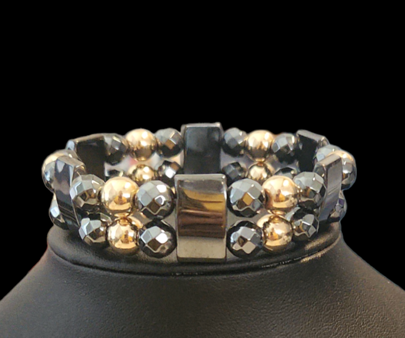 Gold and Gunmetal Hematite double stack