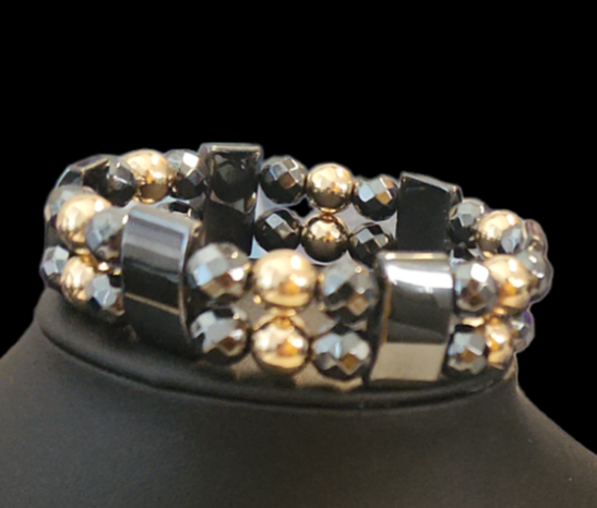 Gold and Gunmetal Hematite double stack