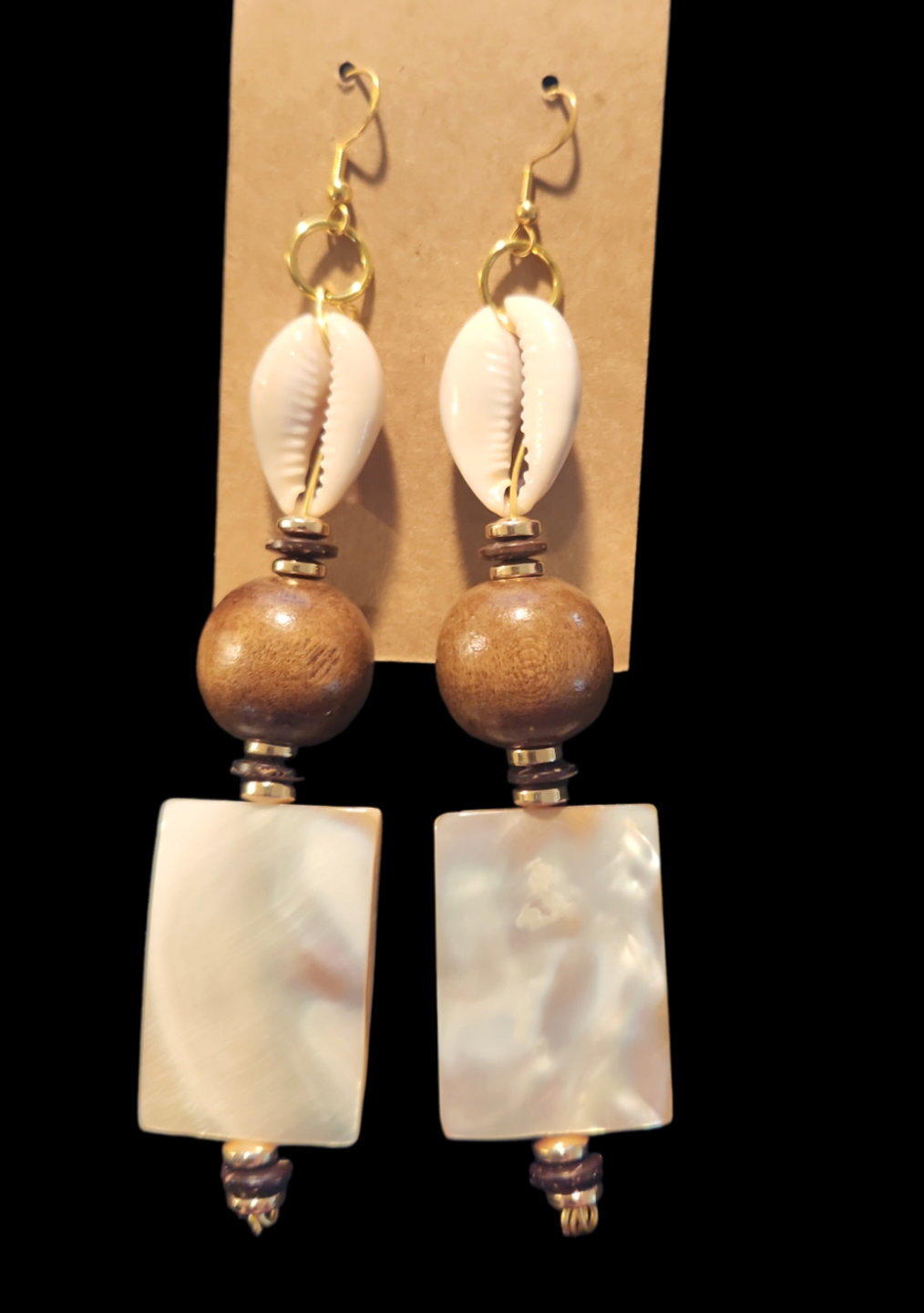 Mother of pearl cowrie shell earrings