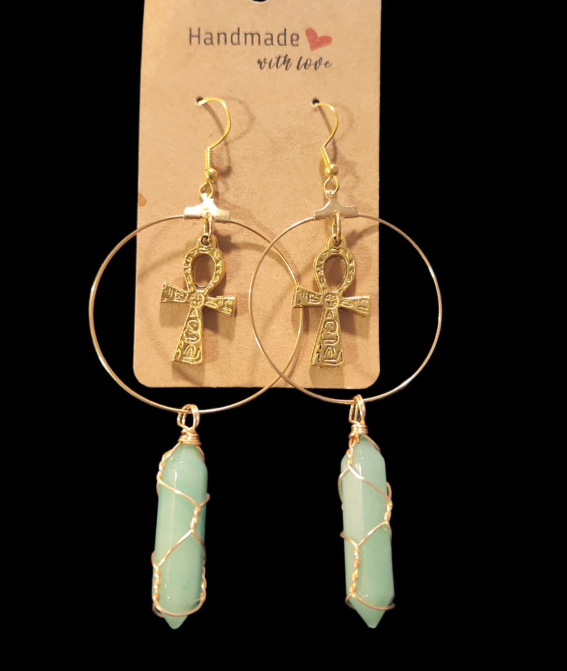 Green aventurine Ankh earrings