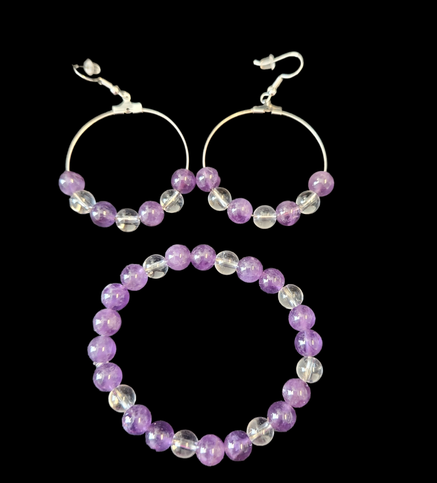 Amethyst earring and bracelet set