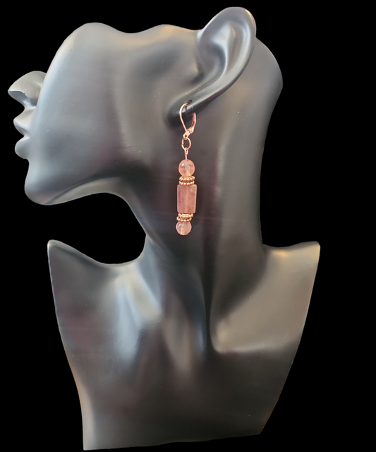 Strawberry quartz earring and bracelet set