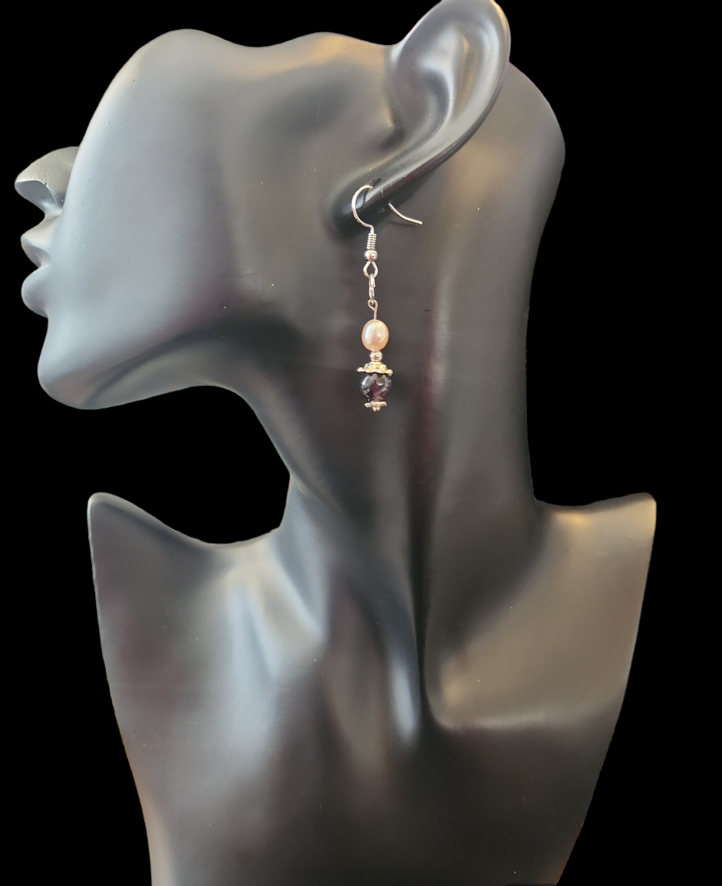 Fresh water pearl and amethyst earring set