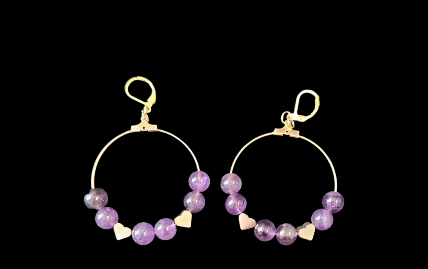 Amethyst Heart hoops